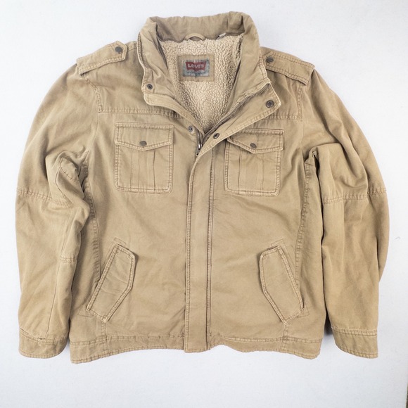 Levi's Other - Levis Mens XL Sherpa Lined Field Jacket Tan Cotton Military Utility Coat